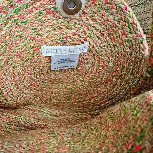 NWOT Shiraleah Round Woven Neon W Pom Pom Crossbody - Picture 6 of 10